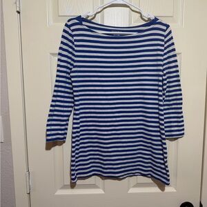 Merona Blue and White Striped Long Sleeve Tee